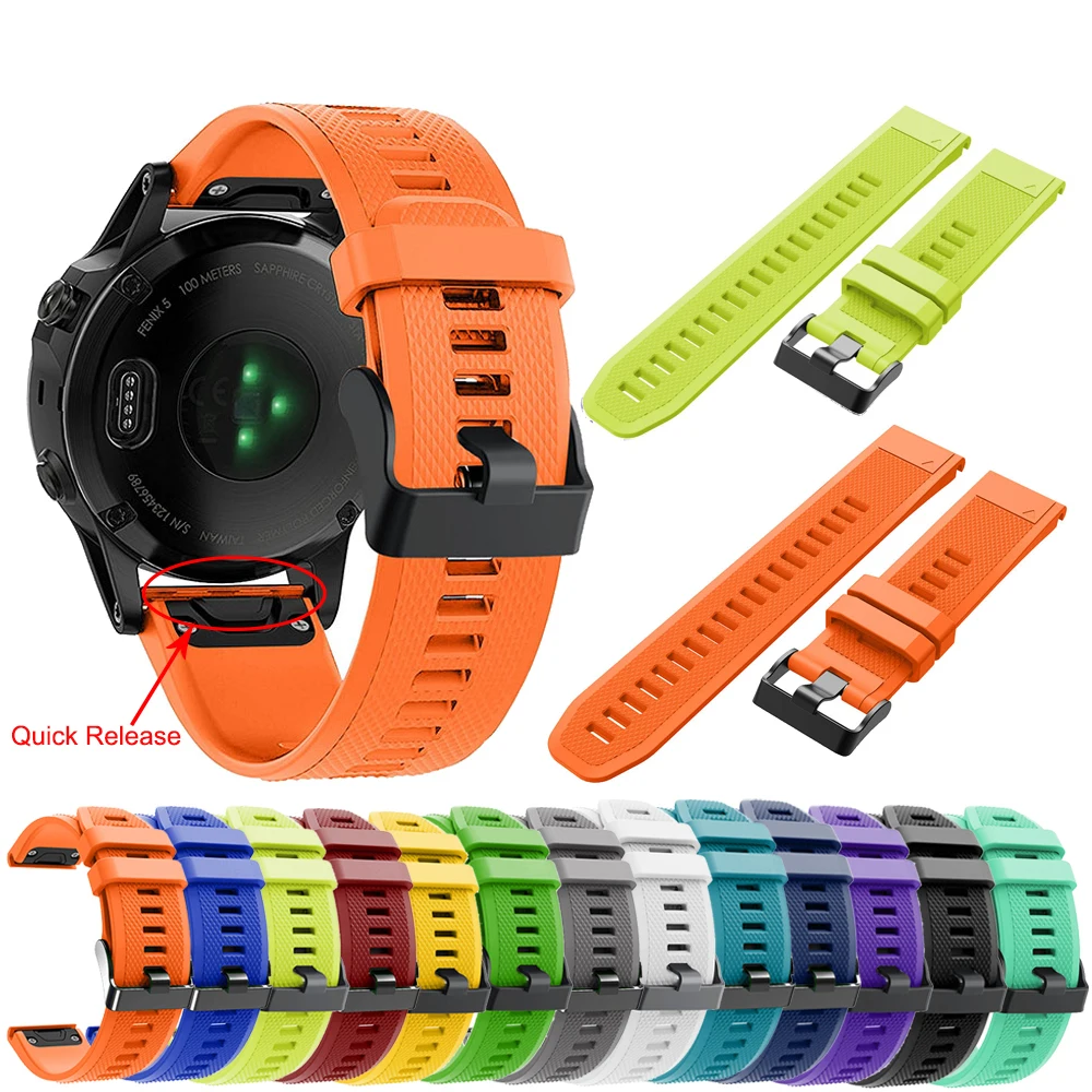 

22 26mm For Garmin Fenix 6X 6 Pro 5 5X Plus 3HR Silicone Strap for Forerunner 945 935 smartWatchband Quick Release QuickFit Ba