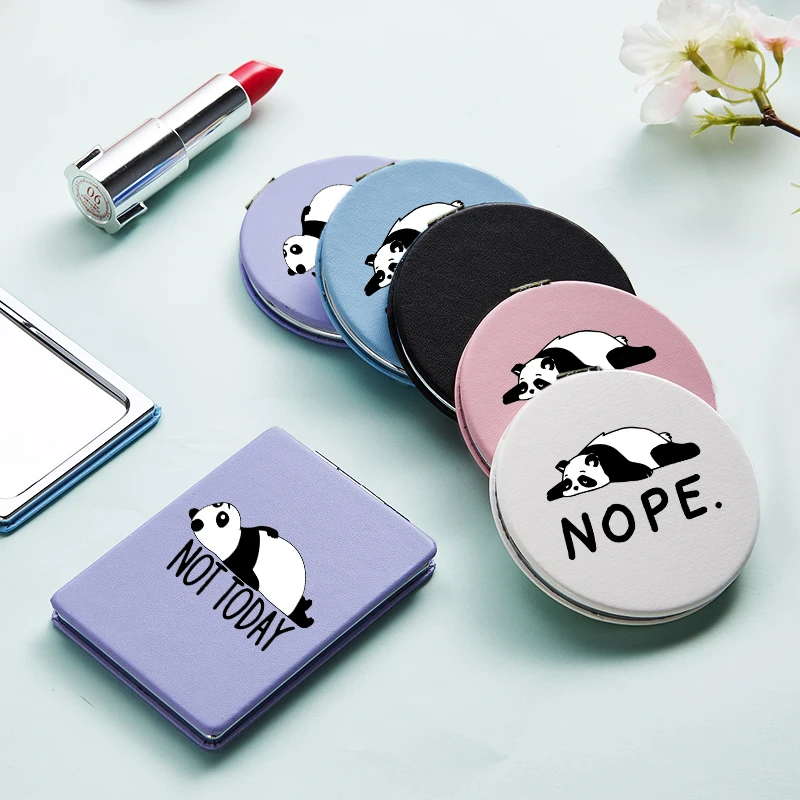 

Cartoon Funny Panda Makeup Mirror with Double Side for Girls Portable Folding Magnifying Pocket Cosmetic Compact Vanity Mirrors