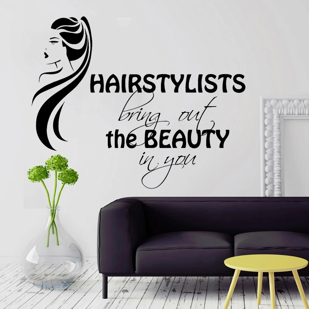 Beauty Salon Wall Decal Quote Livingroom Home Decor Girls Hair Vinyl Wall  Sticker For Hairstylet Store Self-adhesive Art W889 - Wall Stickers -  AliExpress