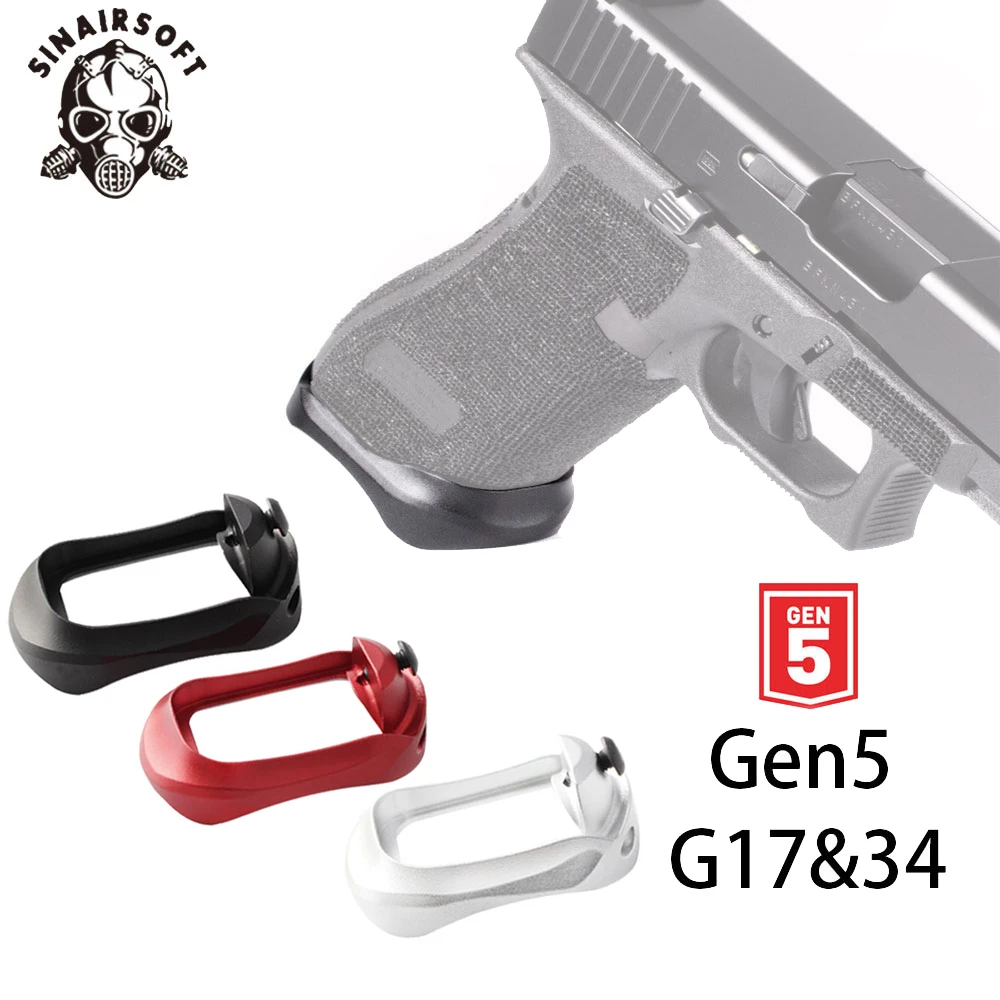 

Tactical CNC Aluminum Magazine Extension Glock Mag- well Magwell Grip Adater Base Pad for Hunting Airsoft Gen 5 Glock 17 & 34