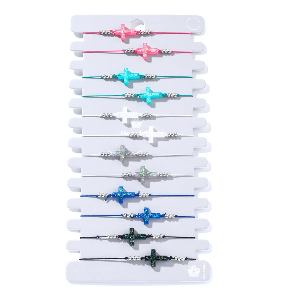 Cross Set Boho браслет на лодыжку, богемное, цветное сердце, бусины, Крест Иисуса, черепаха, Бабочка, бесконечность, треугольник, ножной браслет, женский браслет на ногу - Окраска металла: Cross Set