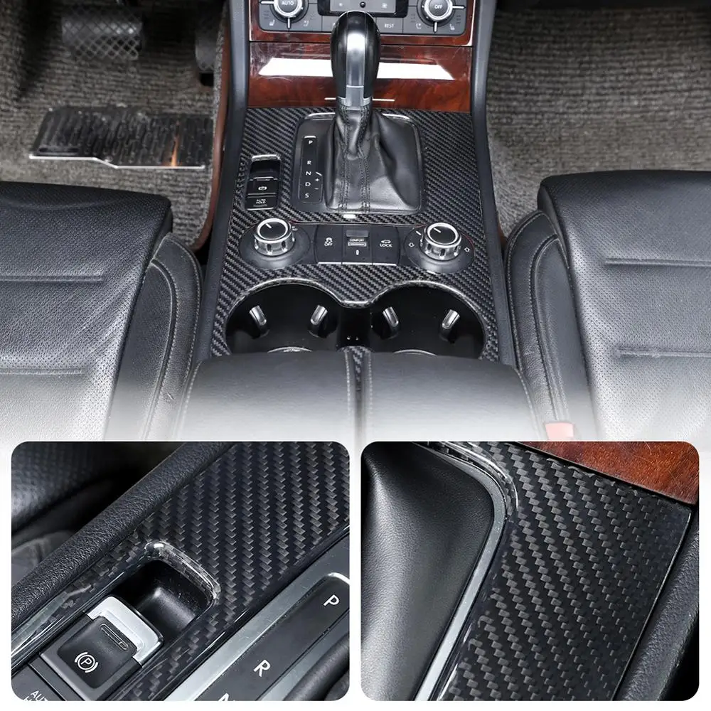 

Real Carbon Fiber Material Center Console Gear Shift Panel Cover Trim for Volkswagen Touareg 2011-2018 LHD Vehicles Accessories