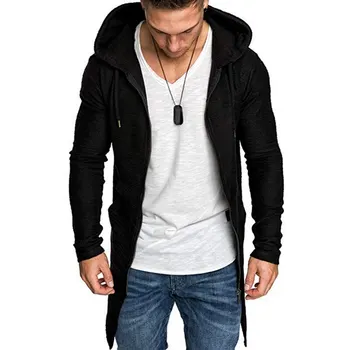 

Men Splicing Hooded Trench Coat Jacket Cardigan Hoodies Long Sleeve Outwear Blouse Casual Stitch Jacket Men reflective jacket