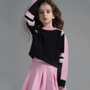 

Children Sweet Knit Sweater Girls Long Sleeve O Neck Pullovers 5-14y Kids Autumn Winter Warm Thickening Knitwear Knitted Tops