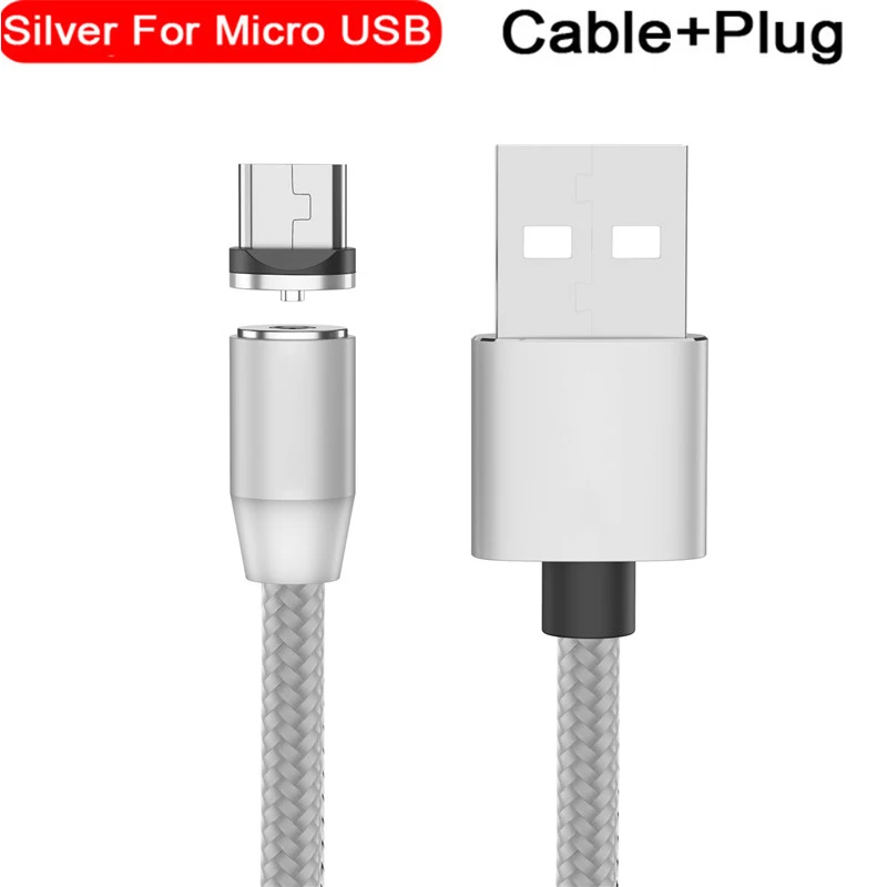 Магнитный mi cro USB кабель для iPhone Xr 11 usb type C кабель для быстрой зарядки для Xiaomi mi Note 10 pro Магнитная Зарядка для samsung s9 - Цвет: silver for micro