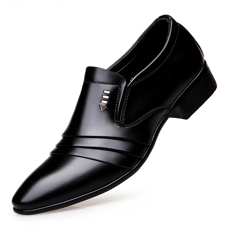 

Classic Mens Formal Loafers Synthetic Leather Dress Shoes Wedding Suit Loafers Pointed Toe Slip On British Business Office Shoes