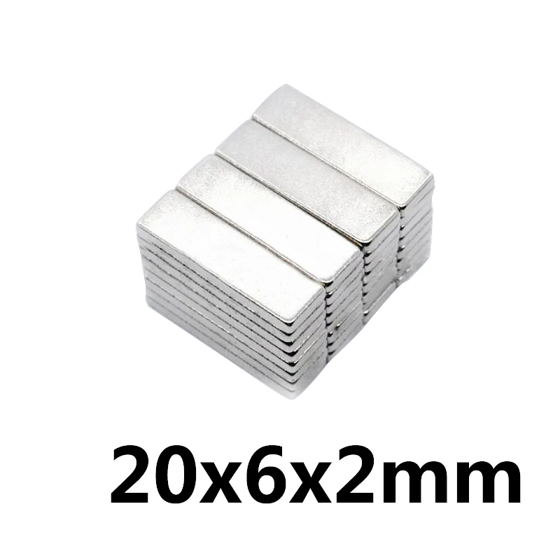 15 Вт 30 50 шт. 20x6x2 мм мощный профессиональный неодимовый магнит N35 супер сильный