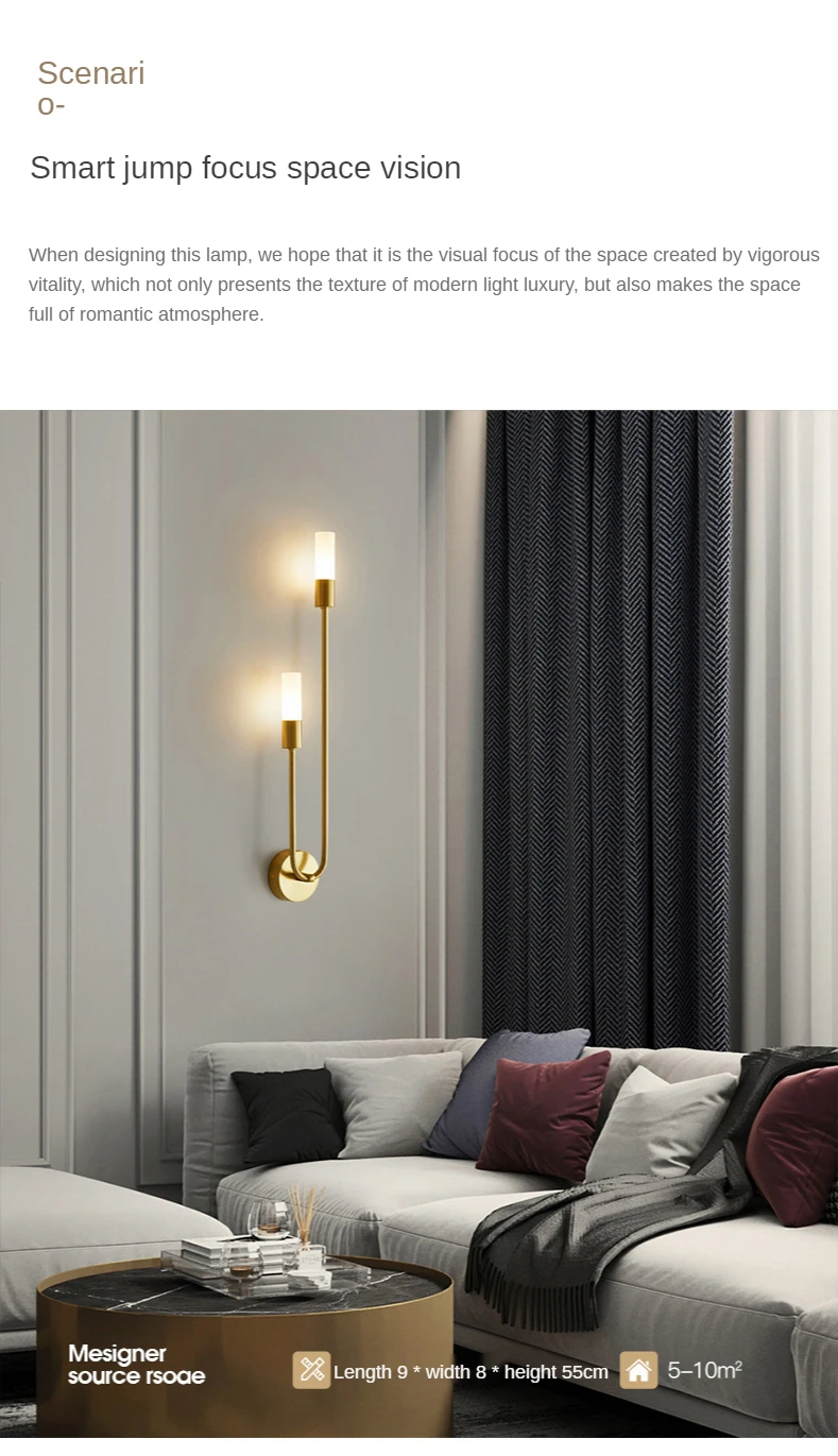 Modern Led Wall Light Gold Indoor Decor Vanity Lamparas De Pared Sconce Long Strip Nordic Living Room Kitchen Hall Bedroom Lamp