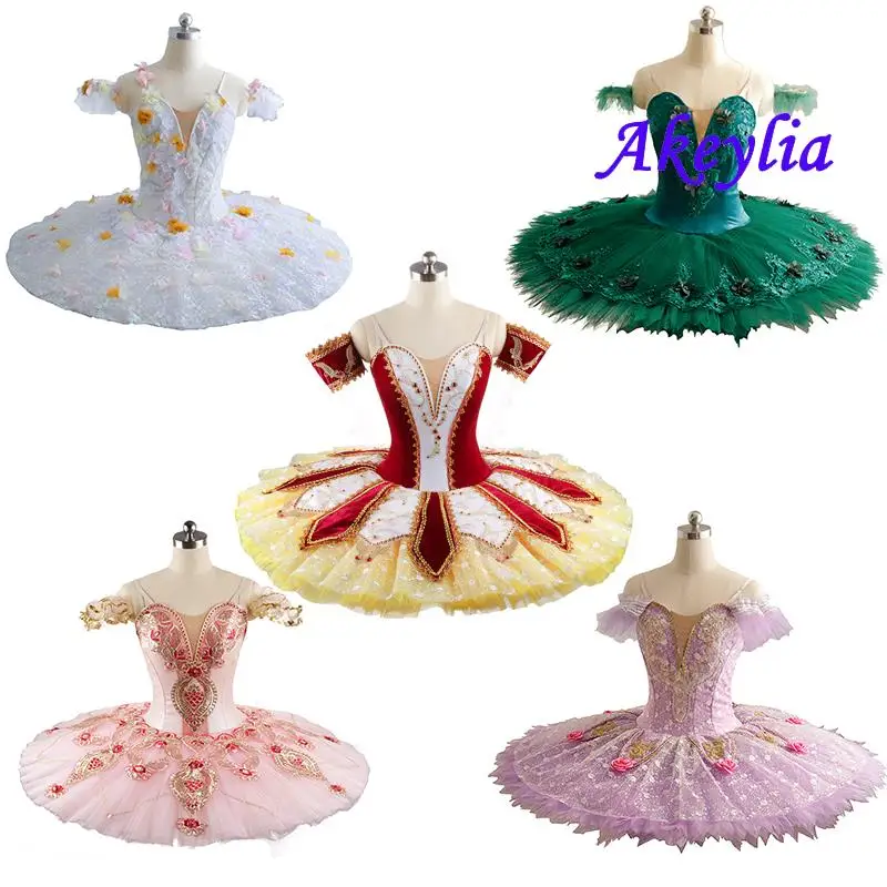 In stock! Sleeping beauty Tutu professional for girls Performance Stage Tutu Pink women Pancake Tutu Red Dress Costume Adult