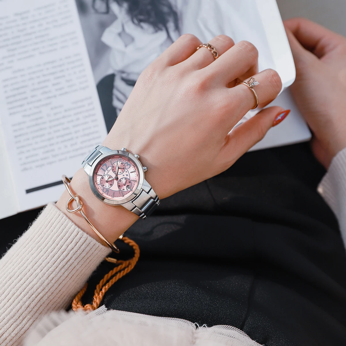 Женские кварцевые часы для женщин с кожаным ремешком и розовым циферблатом, женские водонепроницаемые Роскошные наручные часы от ведущего бренда Relogios Femininos