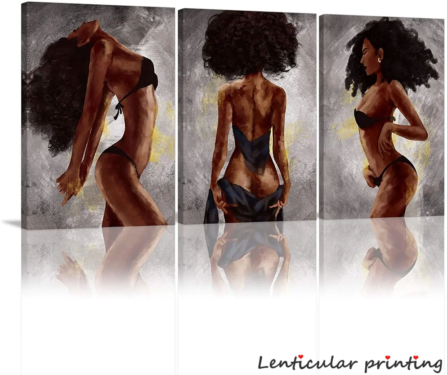 

Sexy Woman Body Wall Art, Abstract Nude Print Art, American African Girl Canvas, Bar Decoration, Bedroom Decoration,
