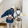 Lindo pingüino de peluche mochila para las niñas caqui pingüino de peluche bolso de hombro mejor regalo de cumpleaños para las niñas suave bolsa pequeña ► Foto 2/5