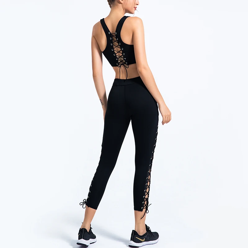 2 Pcs Set Seamless Yoga Set Fitness Clothing Split High Waist Women Gym Leggings Tights Push-up Beauty Sports Bra Sports Suits