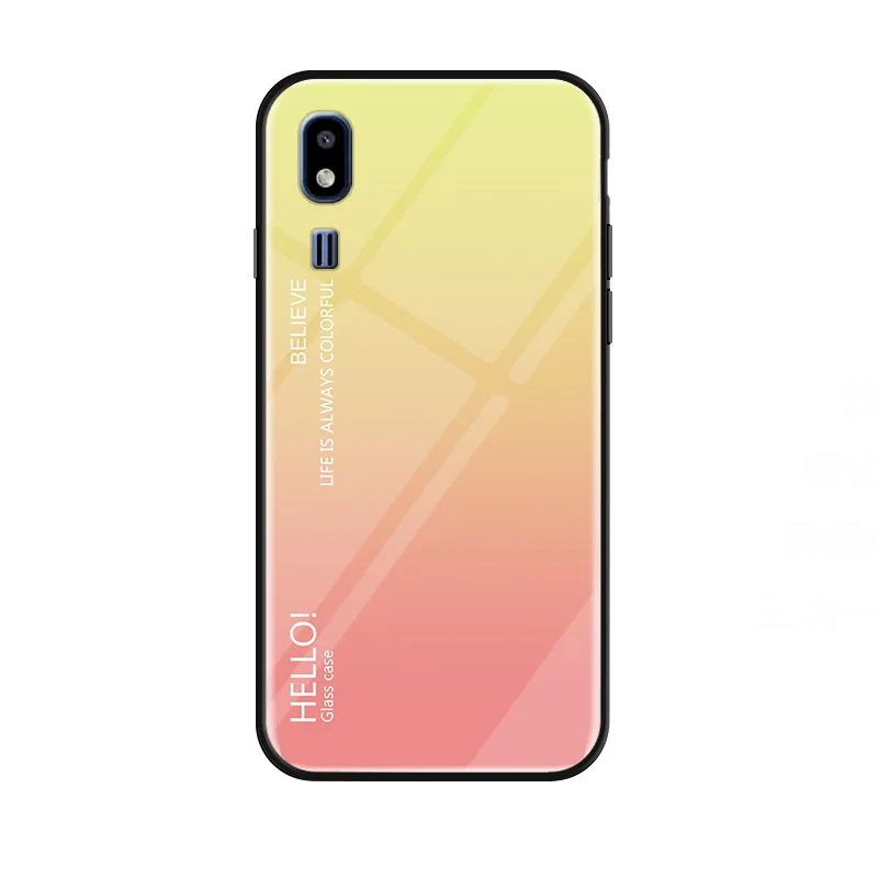 Yellow Градиентный глянцевый чехол из закаленного стекла для телефона для Samsung Galaxy A8 J2 Pro S7 Edge S8 S9 Plus Note 8 9 Мягкий силиконовый чехол - Цвет: Yellow