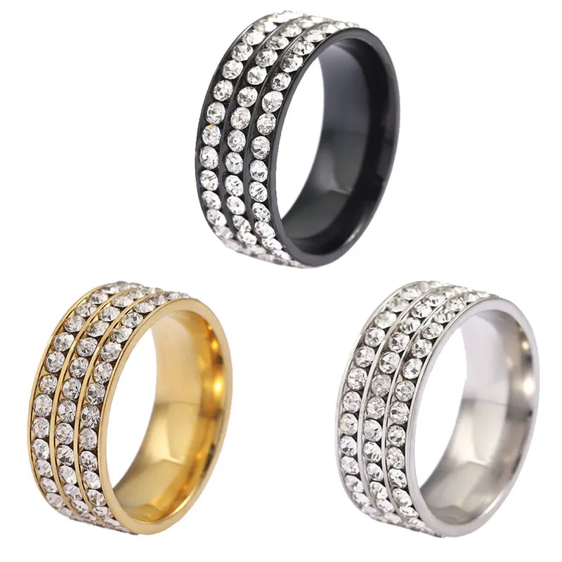 ZWZCYZ Three Rows of Diamond-studded Stainless Steel Ring Medical Weight Loss Men and Women 1Pcs | Красота и здоровье