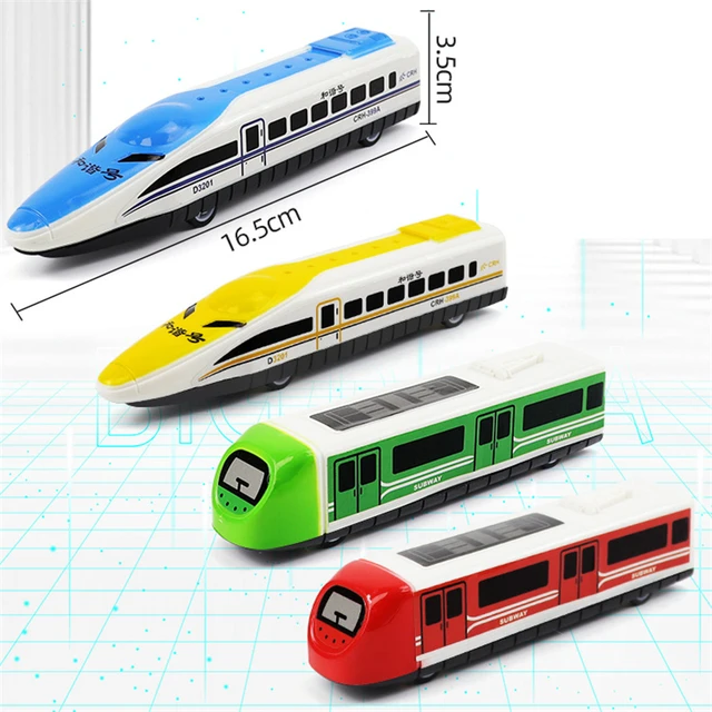 4PCS Train Model Toys Random Color Pull Back Children Dolls Kids Plastic High-Speed Rail Trains Educational Toy Puzzle Gifts 2