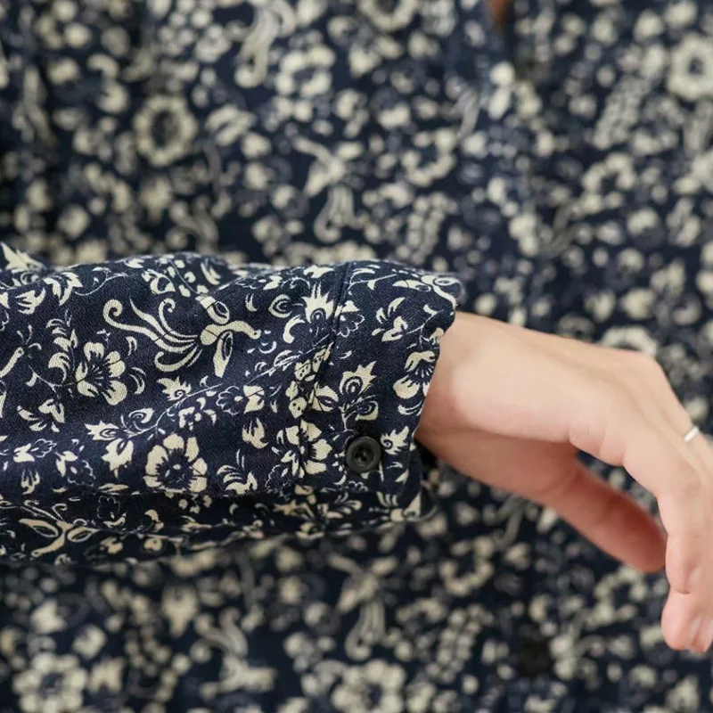 

Hot Selling Cotton Linen Coat Women's 2019 Autumn And Winter New Style Blue And White Porcelain plus Cotton Cotton-padded Clothe