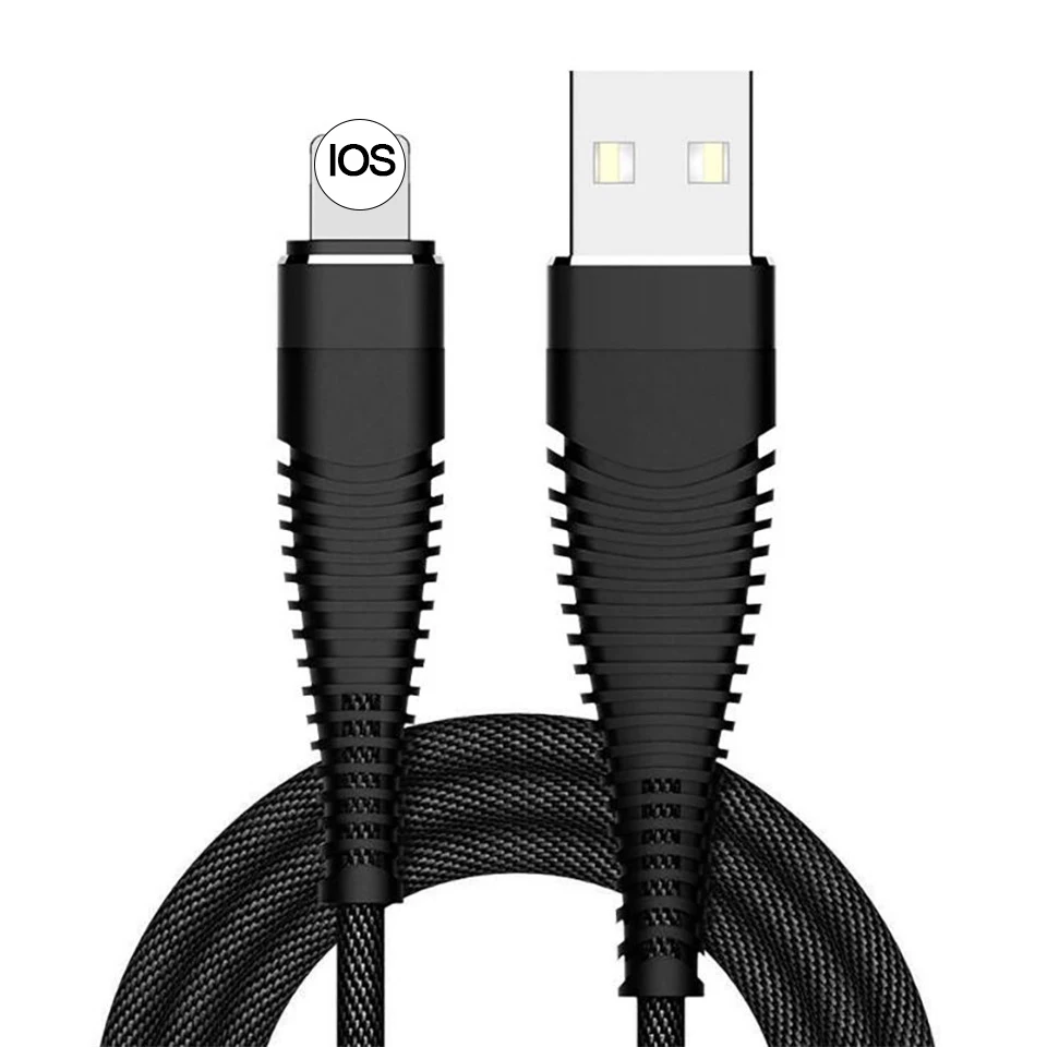 Черный Usb-кабель для Apple iPhone Xs max Xr X 8 7 6 plus 6s 5 iPad 1 м кабели быстрой зарядки Шнур зарядное устройство для мобильного телефона USB кабель для синхронизации данных - Цвет: Черный