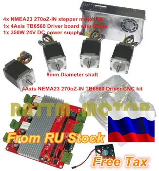 

RU ship 4 Axis CNC controller kit 4pcs NEMA23 270oz-in stepper motor 3A & 4 Axis TB6560 Driver board & 350W 24V power supply