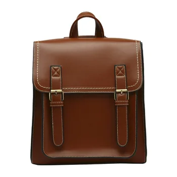 

Square Female Bag 2020 Lacquered Pu Women Backpack Briefcase British Style Campus Bag Multifunctional Travel Bag Mini Backpack