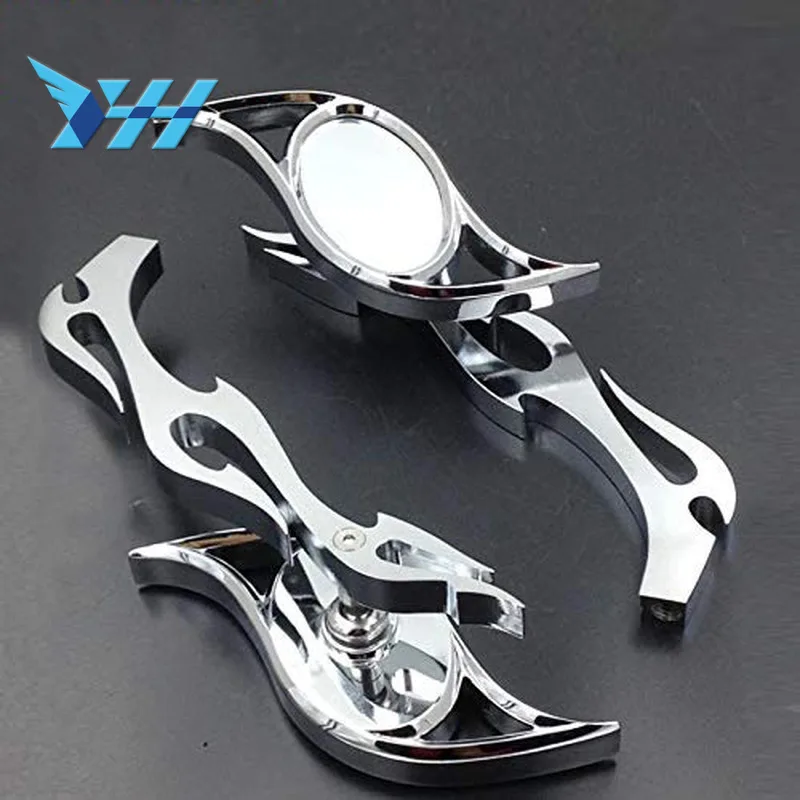 Аксессуары для мотоциклов Хромовая заготовка беговые зеркала для Harley Dyna Wide Glide v-стержень пламя