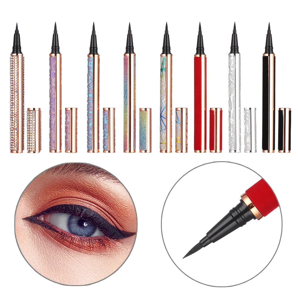 2 In 1 Selfadhesive Eyeliner Pen Glitter Rhinestone Liquid Eye Liner