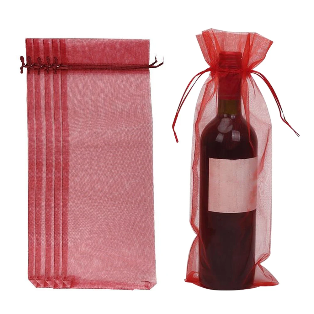 Bolsa de almacenamiento para botellas de vino, suministros de fiesta, de Organza de moda con cordón, embalaje de bolsa de regalo, 10 piezas|Envoltorios y bolsas de regalo| - AliExpress