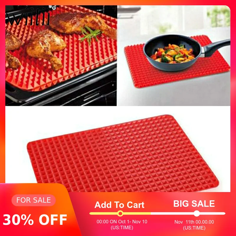 

Thicken BBQ Pyramid Pan Bakeware Nonstick Silicone Baking Mats Pad Moulds Microwave Oven Baking Tray Sheet Kitchen Baking Tools
