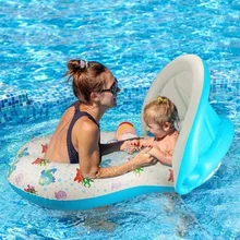 Буй-поплавок для бассейна руксин для мамы и ребенка, зонтик, плавательный круг с козырьком, надувной круг, водное детское сиденье, безопасность, обучение