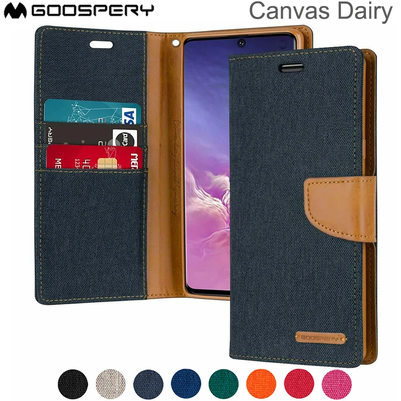 GOOSPERY холст дневник Флип обложка МЕДИА СТЕНД карты карман бумажник чехол для samsung Galaxy note 10 NOTE 10 Plus 10