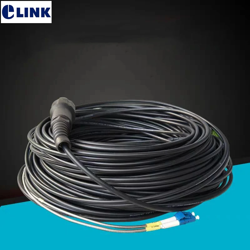 FTTH waterproof fiber optic patch cord singlemode 5.0mm 50mtr LC-LC SM DX armored for outdoor use