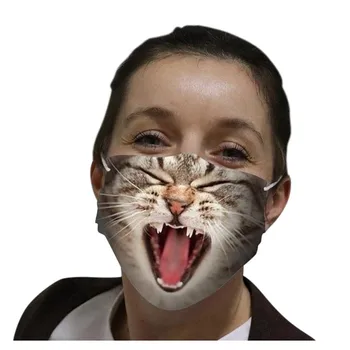 

Face Mask Fashion 5PCS Unisex Adult Animal Printed Funny Face Outdoor Mouth Breathable Cycling Mask mondmasker wasbaar