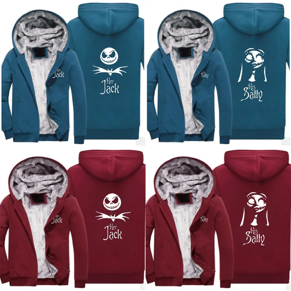 Мужские и женские худи на молнии с принтом Кошмар перед Рождеством | Мужская