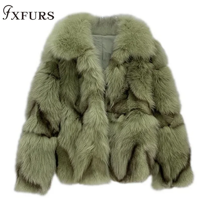 

FXFURS 2019 New Autumn/Winter Geunine Fox Fur Jackets Coats for Lady's Classic Vitality Girl Short Fur Overcoat Real Fur Garment