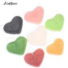 Best Hot Sale 3Pcs Konjac Sponge Puff Face Cleaning Heart Shape Puff Facial Cleanser Tool NShopping