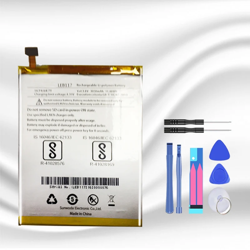 Полимерная литий-ионная батарея для LAVA LEB117 LEB117 3020mAh мощная запасная батарея для мобильного телефона батареи