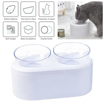

PS Resin Food Water Raised Feeder Adjustable Angle Easy Clean Elevated Stand Home Detachable Bowl Cat Dog With Airtight Storage