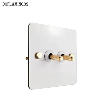 

Antique White loft Wall Switch 86 type Retro Toggle Switch 1 GANG/ 2 GANG/ 3 GANG/ 4 GANG 10A 110V-250V Wood Panel Brass Lever