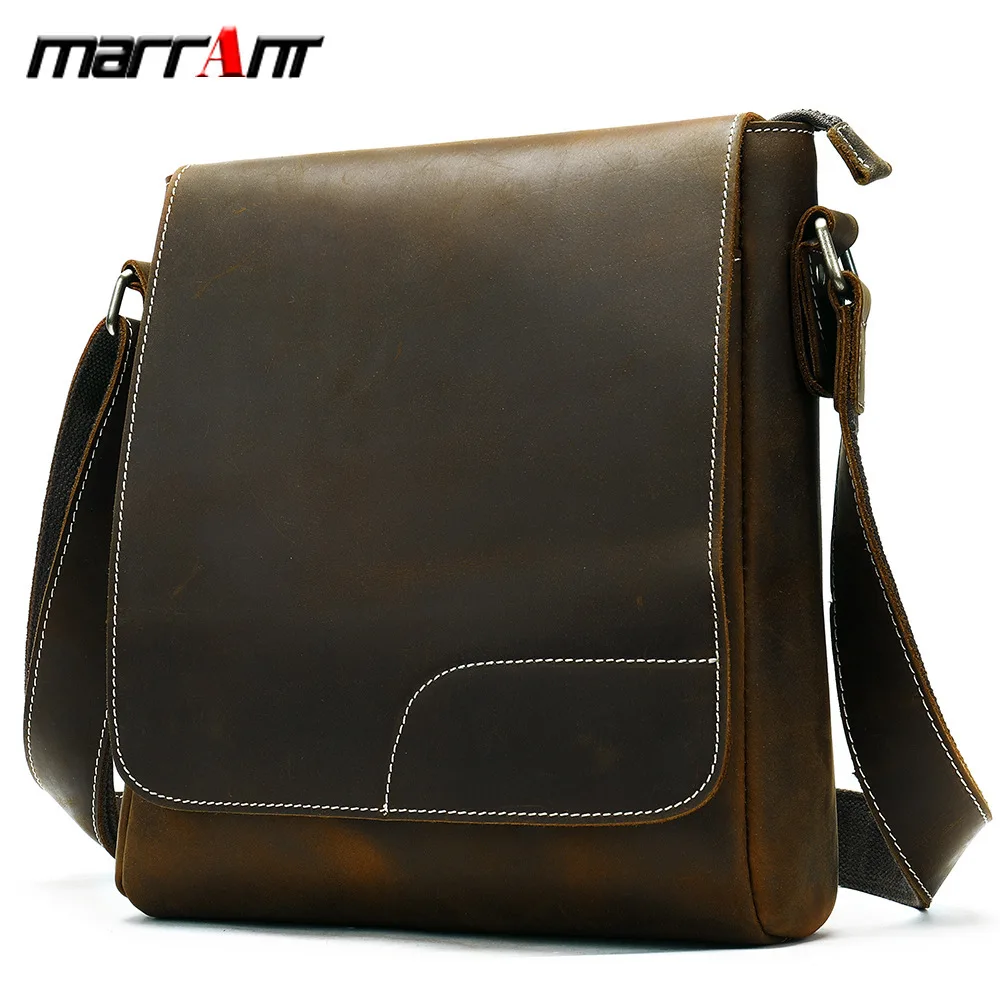 

Crazy Horse Skin Cover Diagonal Span Male Leisure Single Shoulder Business Simple Vertical Postman Bag 8635