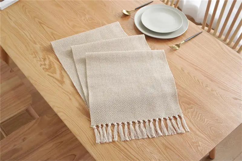 estilo nórdico corredor de mesa artesanal tecer toalha de mesa decoração do agregado familiar tassel algodão chá mesa de café cobrir bandeira