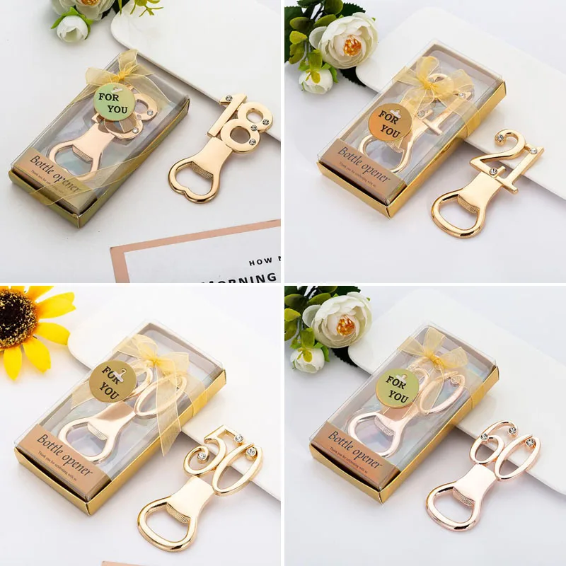 

20pcs/lot Birthday Party Favors Wedding Anniversary Day Souvenir Bottle Opener Creative Gift Present With Box For Guest Giveaway