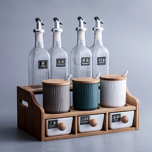 10PCS SET D Керамический горшок для приправ, креативная бутылка для хранения, Скандинавская Бытовая коробка для приправ, емкость для соли, кухонные принадлежности, комбинированный набор - Цвет: 10PCS SET D