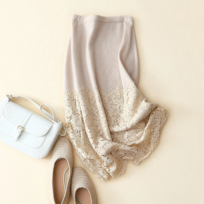 Высококлассная 100% кашемировая Женская юбка осень зима Элегантный Эластичный