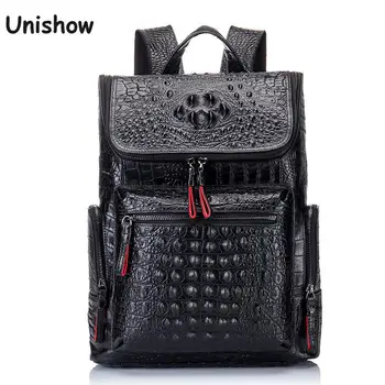 

Luxury Brand Designer Genuine Leather Men Backpack Crocodile Pattern Male Bagpack Anti-theft Men Travel Backpack Bag