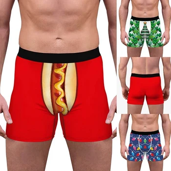 

Christmas Digital Printing Men'S Fashion Breathable Underwear Sterile Comfortable Inner Wear Boxer Briefs