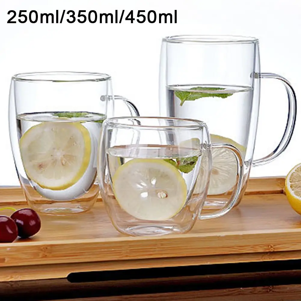 Термостойкая стеклянная чашка с двойными стенками для воды, пивная кофейная чашка, набор ручной работы, креативная пивная кружка, чайные кружки, прозрачные Dri 250/350/450 мл