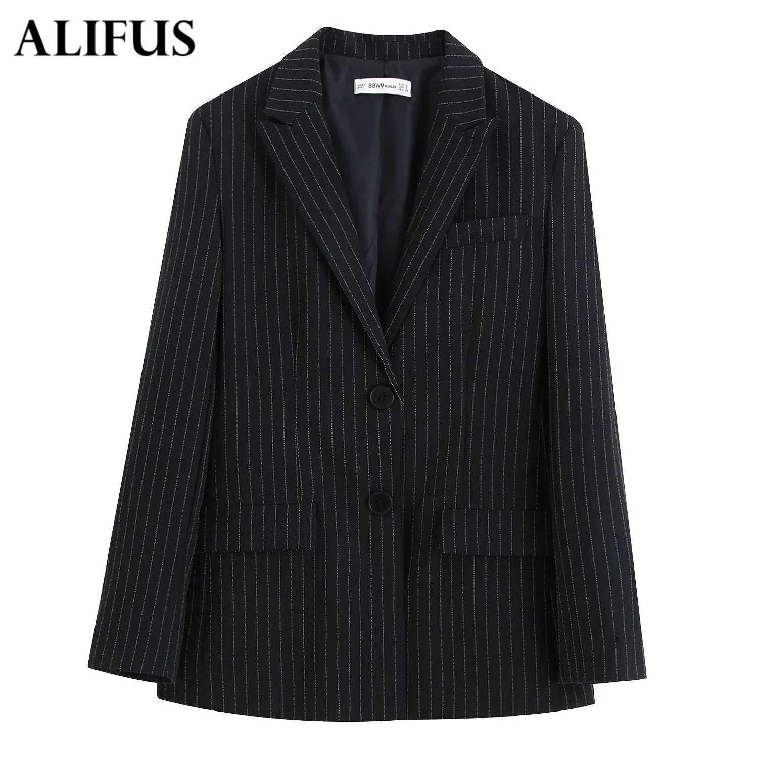 

Fashion Za Women Striped Pattern Blazer Single Breasted Notched Collar Slim Casual Suit Jacket Long Sleeve Office Suit Coat