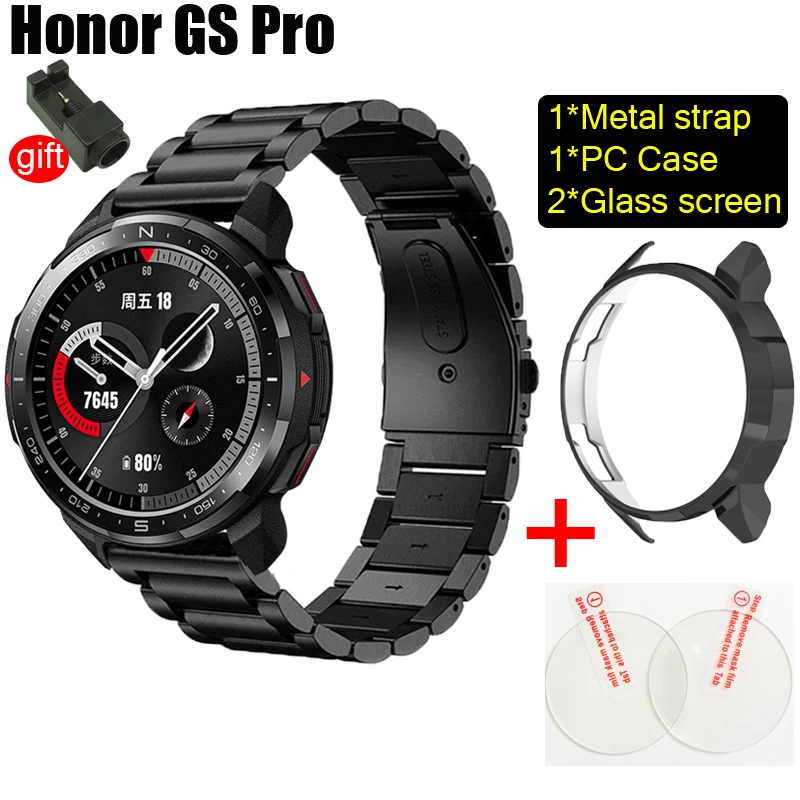 Cinturino in acciaio inossidabile per honor watch GS Pro smart watch  cinturini cinturino cinturino custodia per PC + proteggi schermo in vetro gs  pro|Smart Accessories| - AliExpress