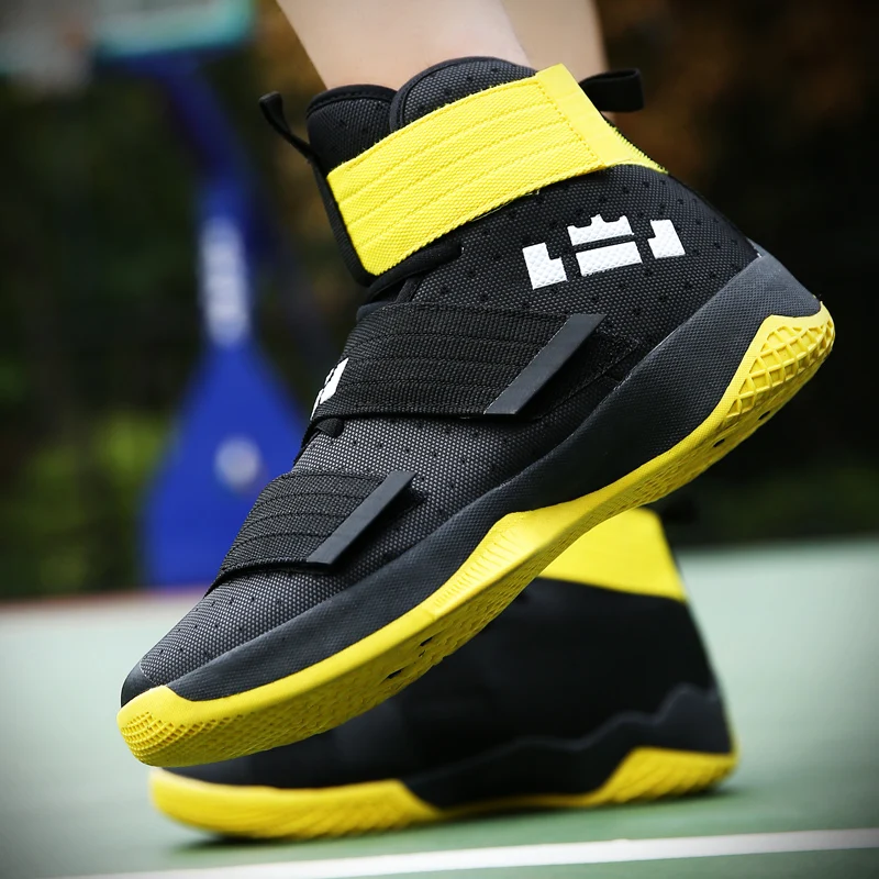 Высокие баскетбольные кроссовки для мужчин и женщин, уличная спортивная обувь высокого качества, мужские кроссовки на шнуровке, баскетбольные кроссовки для мужчин размера плюс 36-45 - Цвет: Цвет: желтый