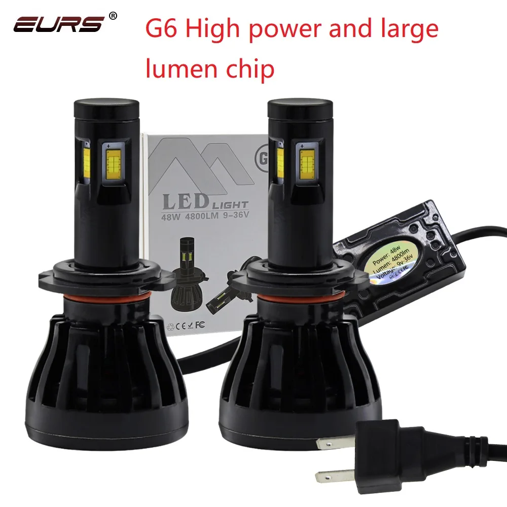 Светодиодсветодиодный лампы EURS G6 для автомобильных фар 2 шт. H4 H7 H11 H8 9006 HB4 H1 H3 HB3 H9 H27